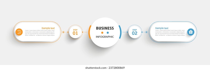 Vector infographic template with icons and 2 options or steps. Can be used for process diagram, presentations, workflow layout, flow chart, info graph