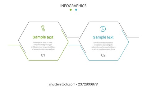 Vector infographic template with icons and 2 options or steps. Can be used for process diagram, presentations, workflow layout, flow chart, info graph