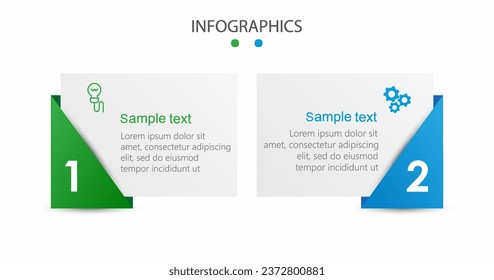 Vector infographic template with icons and 2 options or steps. Can be used for process diagram, presentations, workflow layout, flow chart, info graph