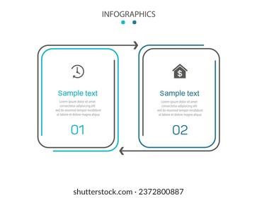 Vector infographic template with icons and 2 options or steps. Can be used for process diagram, presentations, workflow layout, flow chart, info graph