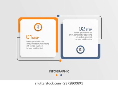 Plantilla de infografía vectorial con iconos y 2 opciones o pasos. Se puede utilizar para el diagrama de procesos, presentaciones, diseño de flujo de trabajo, diagrama de flujo, gráfico de información