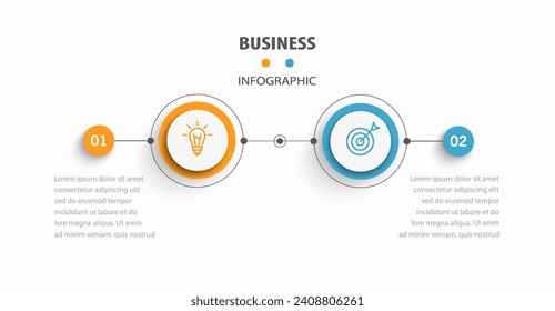Vector infographic template with icons and 2 options or steps. Can be used for process diagram, presentations, workflow layout, flow chart, info graph	