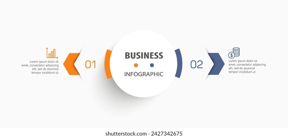 Vector infographic template with icons and 2 options or steps