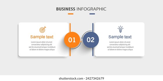 Plantilla de infografía vectorial con iconos y 2 opciones o pasos