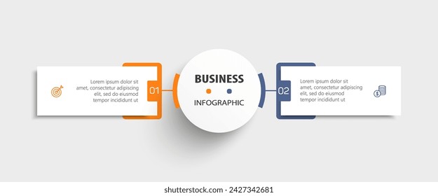 Plantilla de infografía vectorial con iconos y 2 opciones o pasos