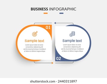 Vector infographic template with icons and 2 options or steps. Can be used for process diagram, presentations, workflow layout, flow chart, info graph