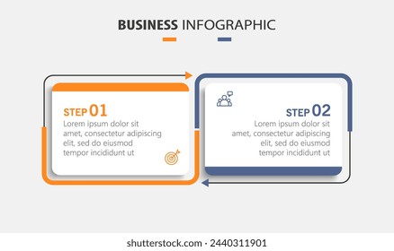 Vector infographic template with icons and 2 options or steps. Can be used for process diagram, presentations, workflow layout, flow chart, info graph