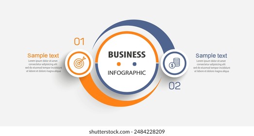 Vector infographic template with icons and 2 options or steps. Can be used for process diagram, presentations, workflow layout, flow chart, info graph