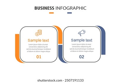 Plantilla de infografía de Vector con iconos y 2 opciones o pasos. Puede ser utilizado para el diagrama de proceso, presentaciones, diseño de flujo de trabajo, diagrama de flujo, gráfico de información	