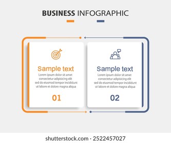 Plantilla de infografía de Vector con iconos y 2 opciones o pasos. Puede ser utilizado para el diagrama de proceso, presentaciones, diseño de flujo de trabajo, diagrama de flujo, gráfico de información