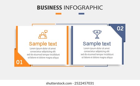 Vector infographic template with icons and 2 options or steps. Can be used for process diagram, presentations, workflow layout, flow chart, info graph