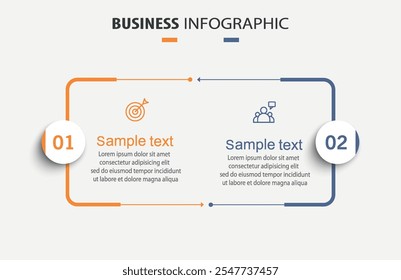 Vector infographic template with icons and 2 options or steps. Can be used for process diagram, presentations, workflow layout, flow chart, info graph