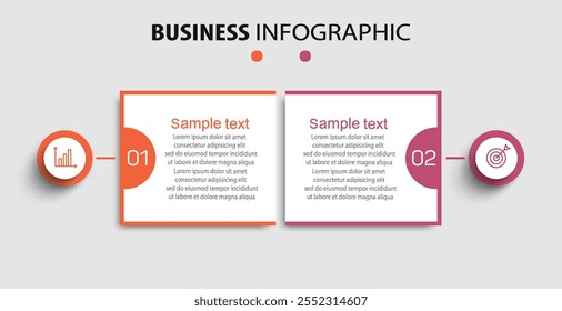 Plantilla de infografía de Vector con iconos y 2 opciones o pasos
