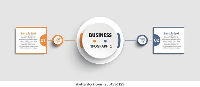Vector infographic template with icons and 2 options or steps. Can be used for process diagram, presentations, workflow layout, flow chart, info graph