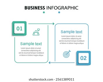 Vector infographic template with icons and 2 options or steps. Can be used for process diagram, presentations, workflow layout, flow chart, info graph	
