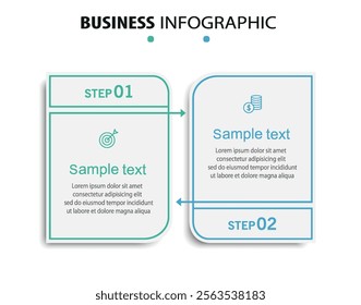 Vector infographic template with icons and 2 options or steps. Can be used for process diagram, presentations, workflow layout, flow chart, info graph	
