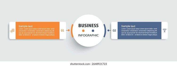 Plantilla de infografía de Vector con iconos y 2 opciones o pasos