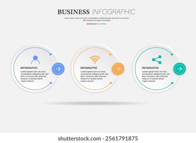 Vector infographic template with icons and 3 step process