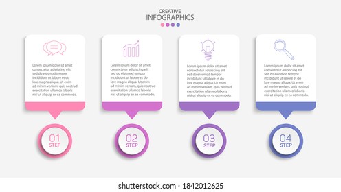 Vector infographic template with icons and 4 options or steps. Infographics concept for business. Can be used for presentations banner, workflow layout, process diagram, flow chart, info graph