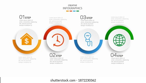 Vector infographic template with icons and 4 options or steps. Infographics concept for business. Can be used for presentations banner, workflow layout, process diagram, flow chart, info graph