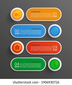 Plantilla de infografía vectorial con iconos y 4 opciones o pasos. Concepto de infografía para empresas