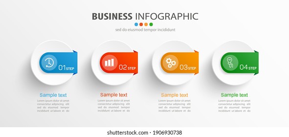Plantilla de infografía vectorial con iconos y 4 opciones o pasos. Concepto de infografía para empresas