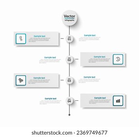 Plantilla de infografía vectorial con iconos y 4 opciones o pasos