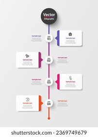 Plantilla de infografía vectorial con iconos y 4 opciones o pasos