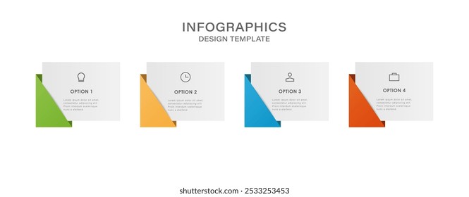 Vector infographic template with icons and 4 options or steps.