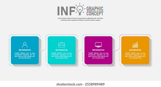 Vector infographic template with icons. 4 steps. Business concept for info graphics, flow charts, presentations, web sites