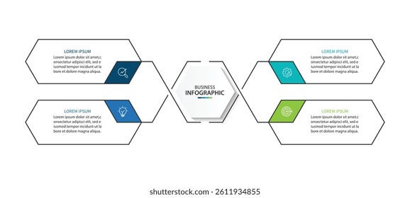 Vector infographic template with icons and 4 options or steps. Can be used for process diagram, presentations, workflow layout, flow chart, info graph