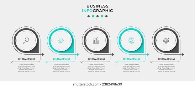Plantilla de infografía vectorial con iconos y 5 opciones o pasos. Infografía para el concepto de negocio. 