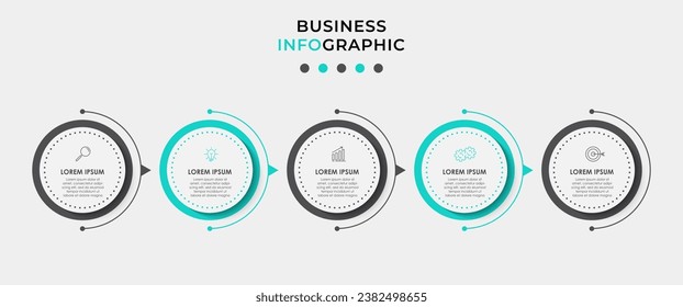 Vektorgrafik-Vorlage mit Symbolen und 5 Optionen oder Schritten. Infografiken für das Geschäftskonzept. 