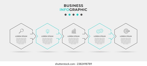 Plantilla de infografía vectorial con iconos y 5 opciones o pasos. Infografía para el concepto de negocio. 