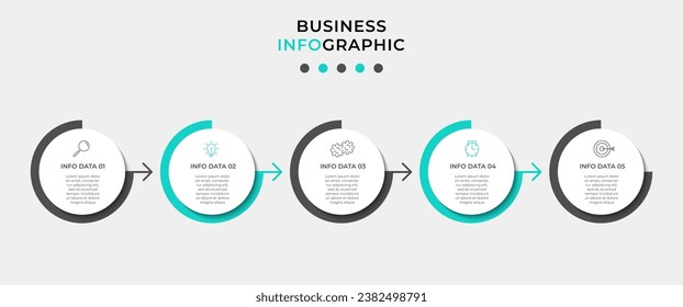 Plantilla de infografía vectorial con iconos y 5 opciones o pasos. Infografía para el concepto de negocio. 
