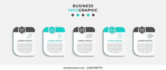 Vector infographic template with icons and 5 options or steps. Infographics for business concept. 