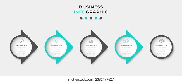 Plantilla de infografía vectorial con iconos y 5 opciones o pasos. Infografía para el concepto de negocio. 