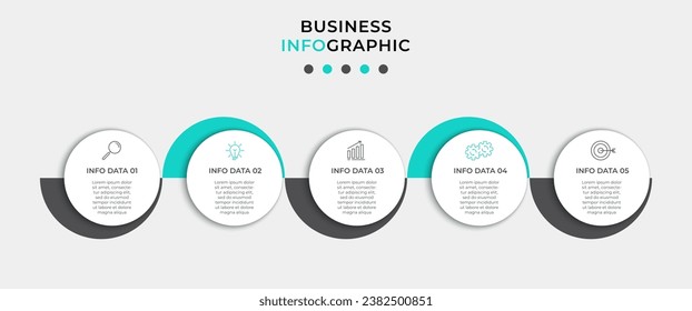 Vektorgrafik-Vorlage mit Symbolen und 5 Optionen oder Schritten. Infografiken für das Geschäftskonzept. 