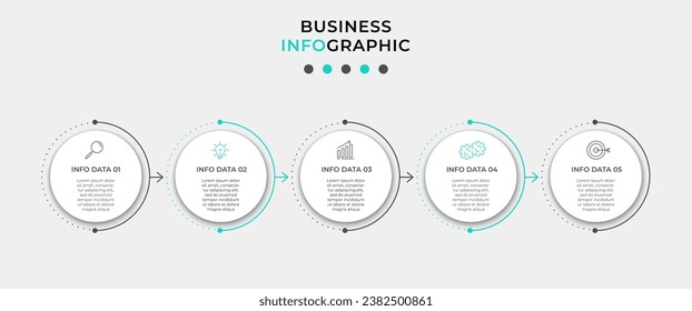 Plantilla de infografía vectorial con iconos y 5 opciones o pasos. Infografía para el concepto de negocio. 