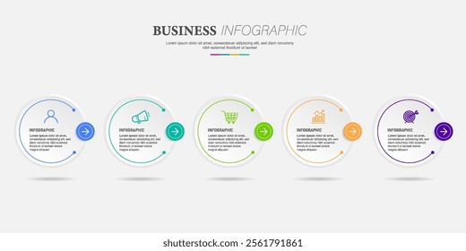 Vector infographic template with icons and 5 step process