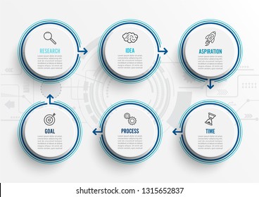 Vector infographic template with icons and 6 options or steps. Infographics for business concept. Can be used for presentations banner, workflow layout, process diagram, flow chart, info graph.