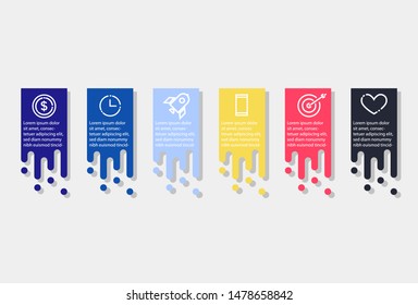 Vector Infographic Template with icons and 6 options or steps. For process diagrams, presentations, workflow layout, banners, info charts.

