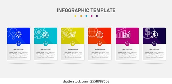 Vector infographic template with icons and 6 options. Business concept for info graphics, flow charts, presentations, web sites