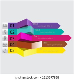 Vector infographic template with icons, integrated squares. Business concept with 5 options. For timeline infographics, workflow, chart.