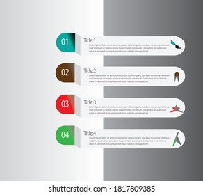 Plantilla de infografía vectorial con iconos, cuadrados integrados. Concepto de negocio con 4 opciones. Para infografías de línea de tiempo, flujo de trabajo, gráfico.