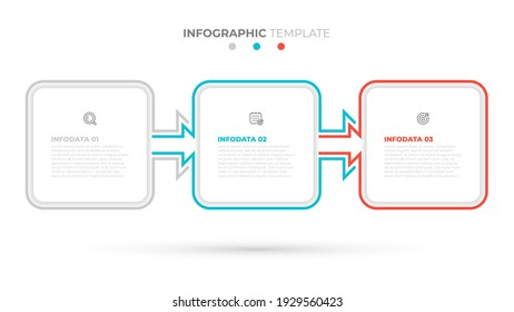 Vector infographic template label design with Squares and arrow. Business concept with 3 options or steps.