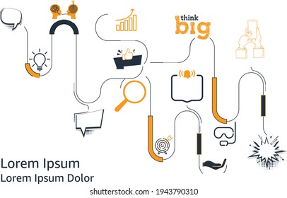 Vector Infographic template made from lines and icons