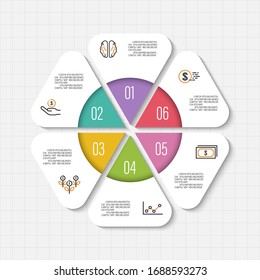 Concepto de negocio de icono de marketing de plantilla de vectores con 6 pasos.
