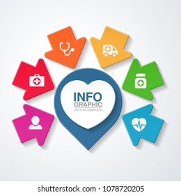 Vector infographic template for medical diagram, graph, presentation, chart, business concept with 6 options.