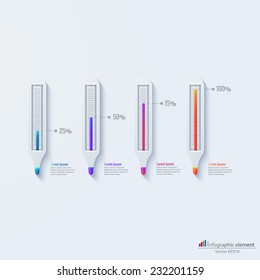 Vector infographic template with medical thermometers